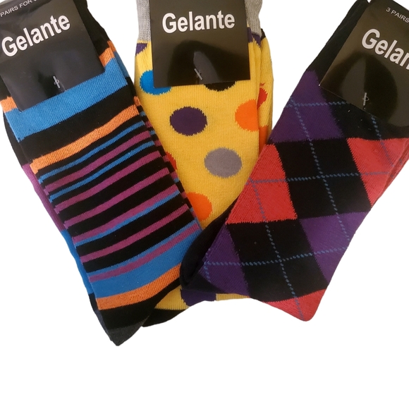 gelante Other - Gelante Men's Funky Fashion Dress Socks Casual Cotton 3 Pairs size 10-13